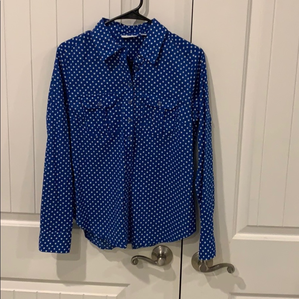 Blue with white polka dots blouse